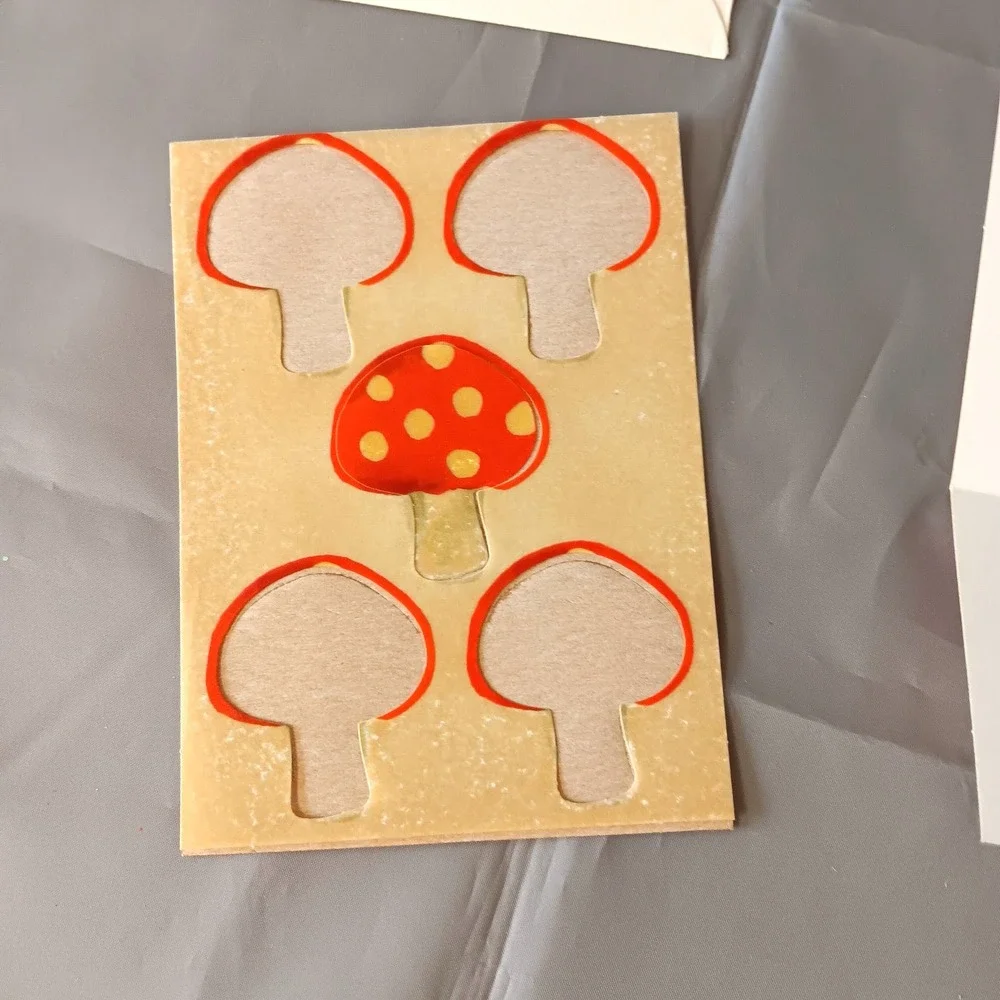 Vintage Mushroom‎ Stationery Ephemera Hallmark 70s Bird Floral Card Seal